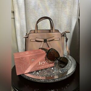 BUNDLE…Nine West Blush Crossbody Bag Bow Accent, Sunglasses, & DePuffing Roller